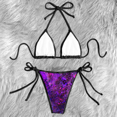 Purple Psycho Skull Micro Triangle Bikini Swimsuit - Wonder Skull