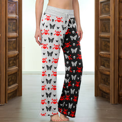 Dark Symmetry Crimson Flutter Women's High-waisted Wide Leg Pants