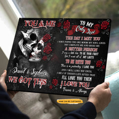 To My Only Love - Custom Personalized Names Gothic Skull And Roses Canvas