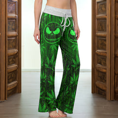 Green Code Skelly Women's High-waisted Wide Leg Pants