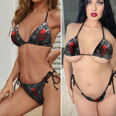 Scarlet Shadow Red Skull Micro Triangle Bikini Swimsuit