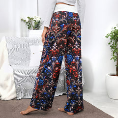 Baroque American Skull Women's High-waisted Wide Leg Pants