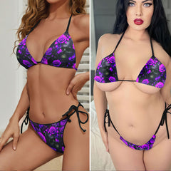 Skull Darkest Petal Micro Triangle Bikini Swimsuit