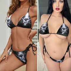 Electric Skull Discharge Micro Triangle Bikini Swimsuit