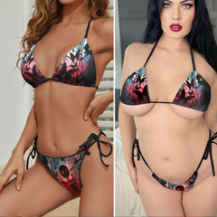 Chained Skeleton Dark Micro Triangle Bikini Swimsuit