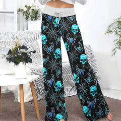 Blue Skull Spider Women's High-waisted Wide Leg Pants | Wonder Skull