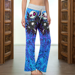 Blue Abstract Skeleton Women's High-waisted Wide Leg Pants
