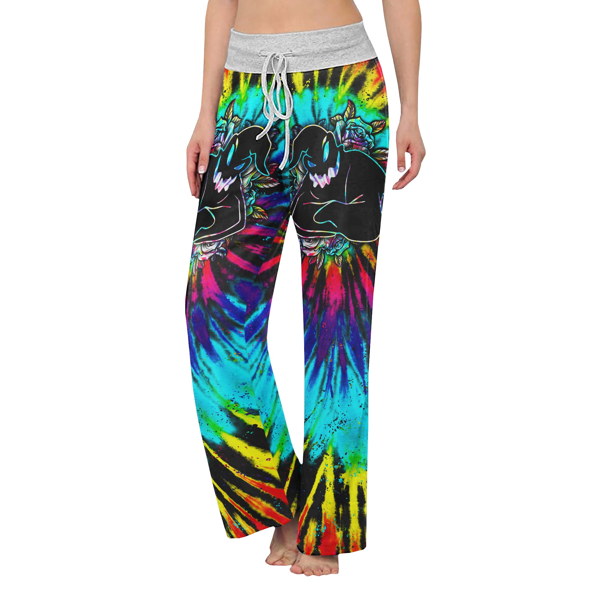 Nightmare TieDye Theme Women's High-waisted Wide Leg Pants | Wonder Skull