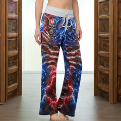 Gothic American Flag Art Women's High-waisted Wide Leg Pants