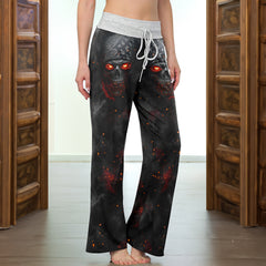 Inferno Skull Tee Women's High-waisted Wide Leg Pants