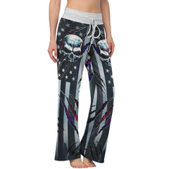 Metal Scary Skull Art Women's High-waisted Wide Leg Pants | Wonder Skull