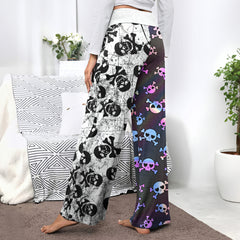 Retro Grunge & Pastel Skull Women's High-waisted Wide Leg Pants