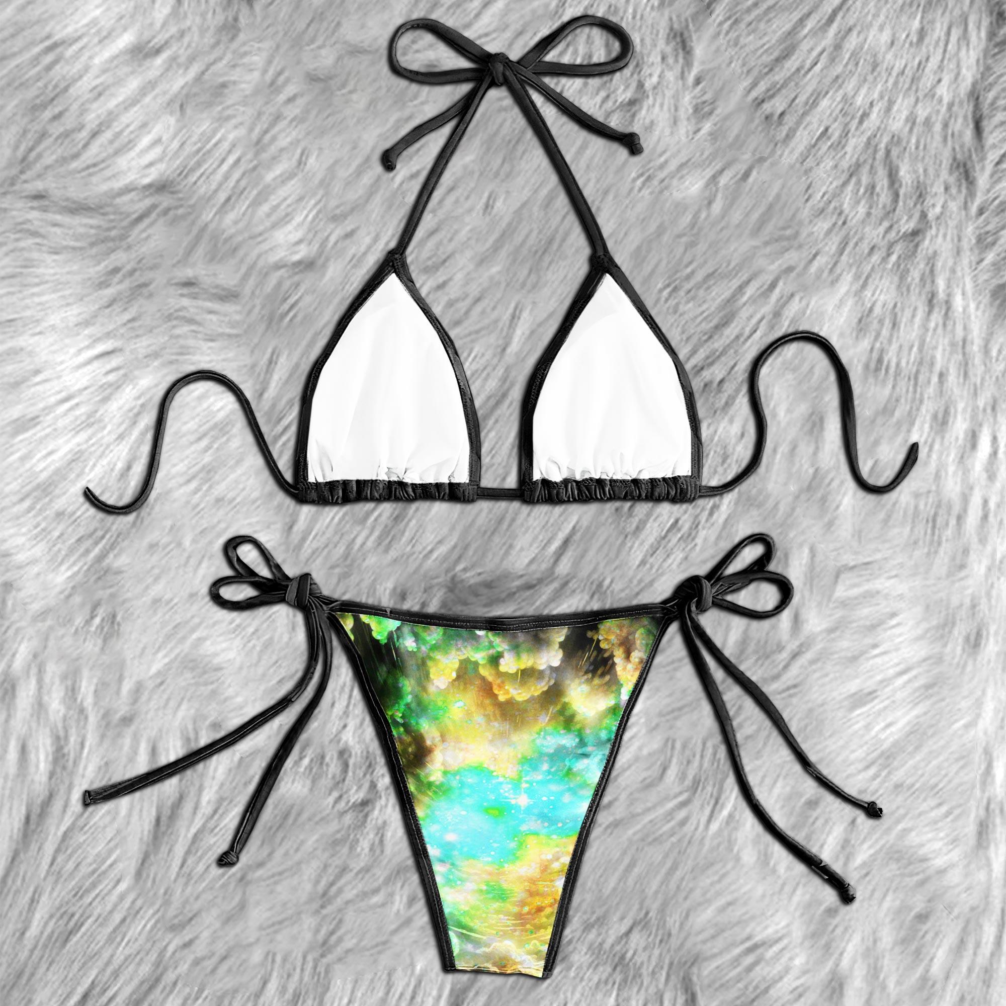 Mega Skull Blue Micro Triangle Bikini Swimsuit - Wonder Skull