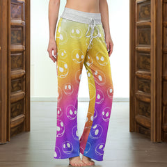 Pastel Nigthmare Pattern Women's High-waisted Wide Leg Pants