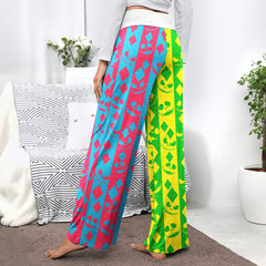 Twisted Geometry Skull Diamond Women's High-waisted Wide Leg Pants