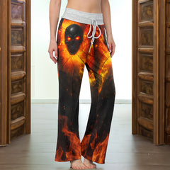 Chained Fury Skull Women's High-waisted Wide Leg Pants