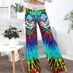 TieDye Rainbow Nightmare Theme Women's High-waisted Wide Leg Pants | Wonder Skull