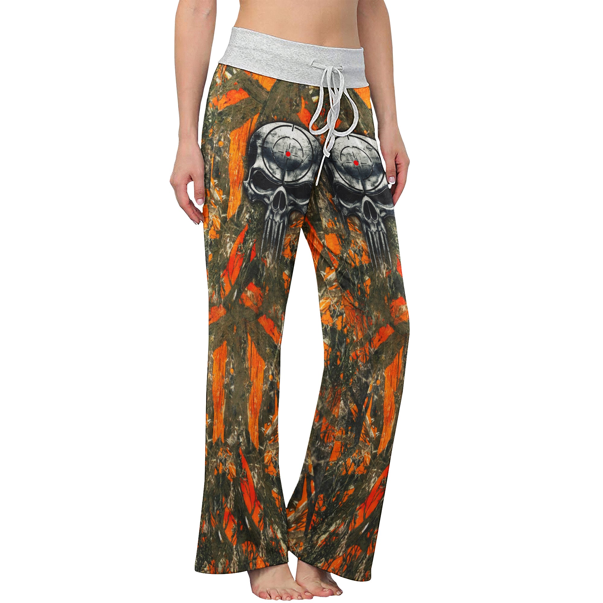 Hunting Camouflage Skull Women's High-waisted Wide Leg Pants | Wonder Skull
