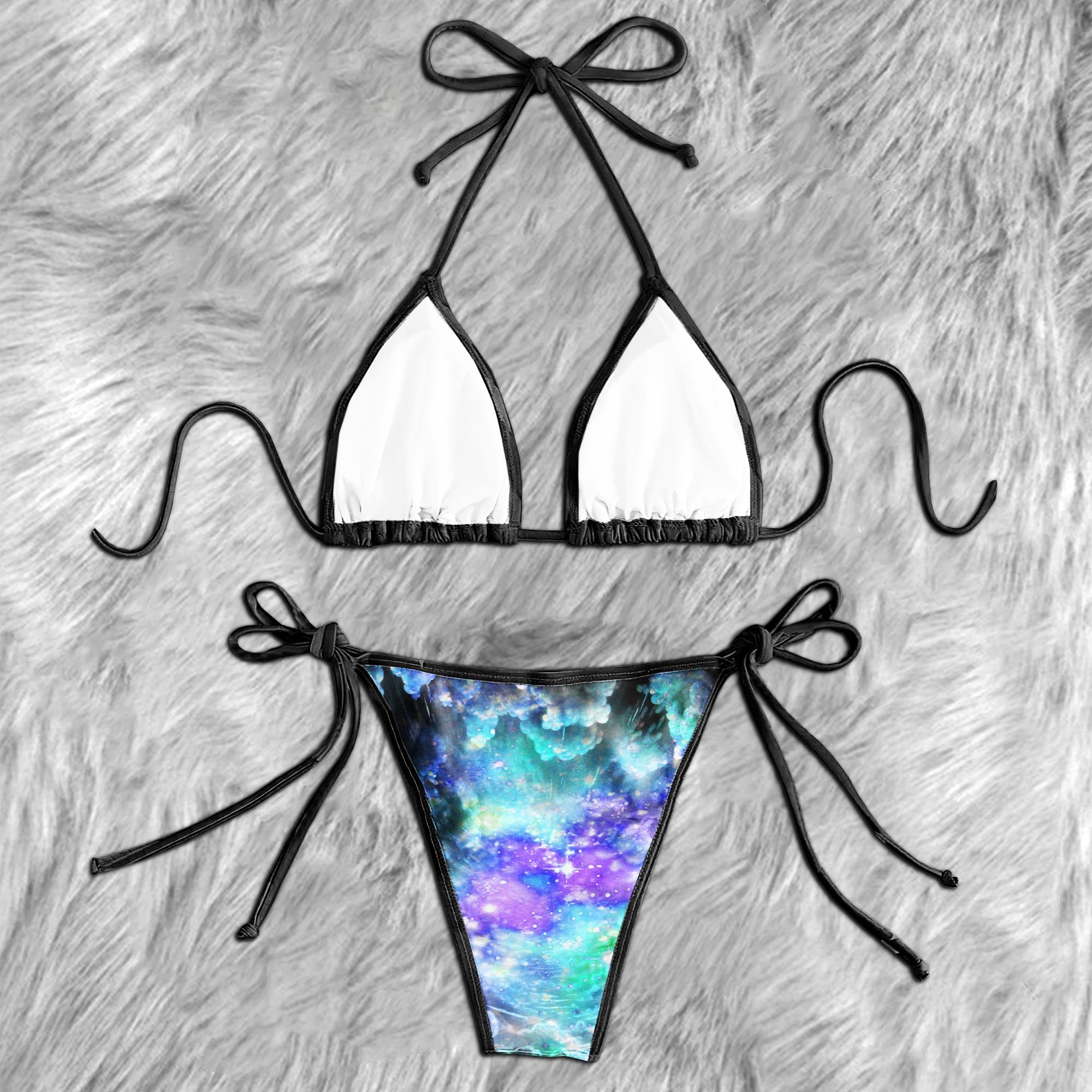Colorful Skull Watercolor Micro Triangle Bikini Swimsuit - Wonder Skull