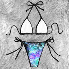 Colorful Skull Watercolor Micro Triangle Bikini Swimsuit - Wonder Skull