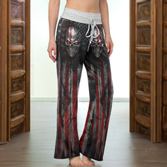 Iron Grit Liberty Skull Women's High-waisted Wide Leg Pants