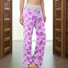 Pink Skull Cloud Pattern Women's High-waisted Wide Leg Pants