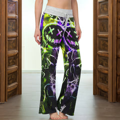 Green Purple Emo Art Women's High-waisted Wide Leg Pants