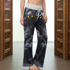 Shadow Grin Skull Women's High-waisted Wide Leg Pants