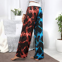 Eternal Flame Skull Art Women's High-waisted Wide Leg Pants
