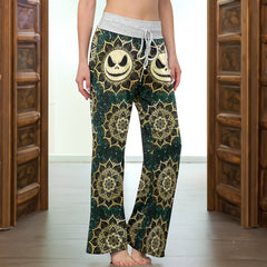 Golden Grin Mandala Women's High-waisted Wide Leg Pants