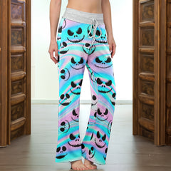 Holographic Pattern Women's High-waisted Wide Leg Pants