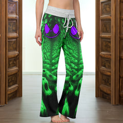Infinite Neon Skull Art Women's High-waisted Wide Leg Pants