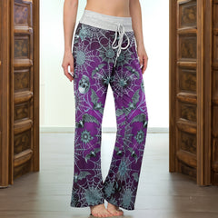 Purple Mist Skull Realm Women's High-waisted Wide Leg Pants