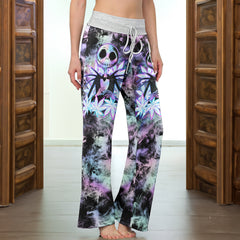Creepy Skull Leaves Women's High-waisted Wide Leg Pants