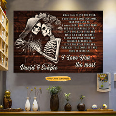 Love You More - Custom Personalized Names Gothic Skull And Roses Canvas