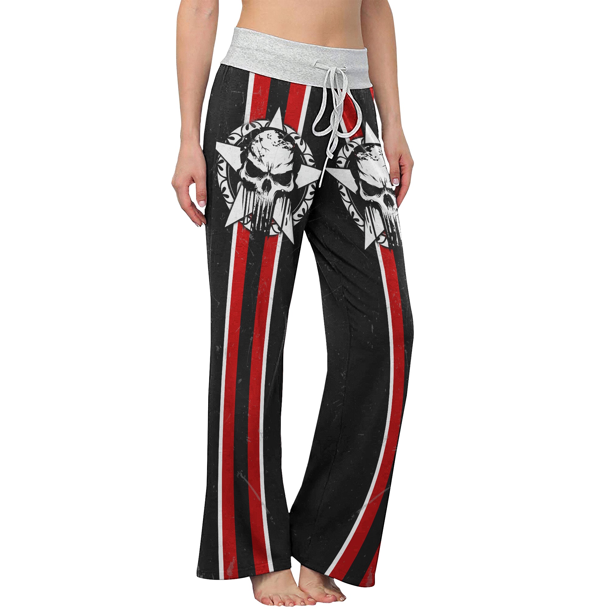 Skull Gocthic Art Women's High-waisted Wide Leg Pants | Wonder Skull