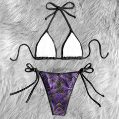 Purple Roots Skull Micro Triangle Bikini Swimsuit - Wonder Skull
