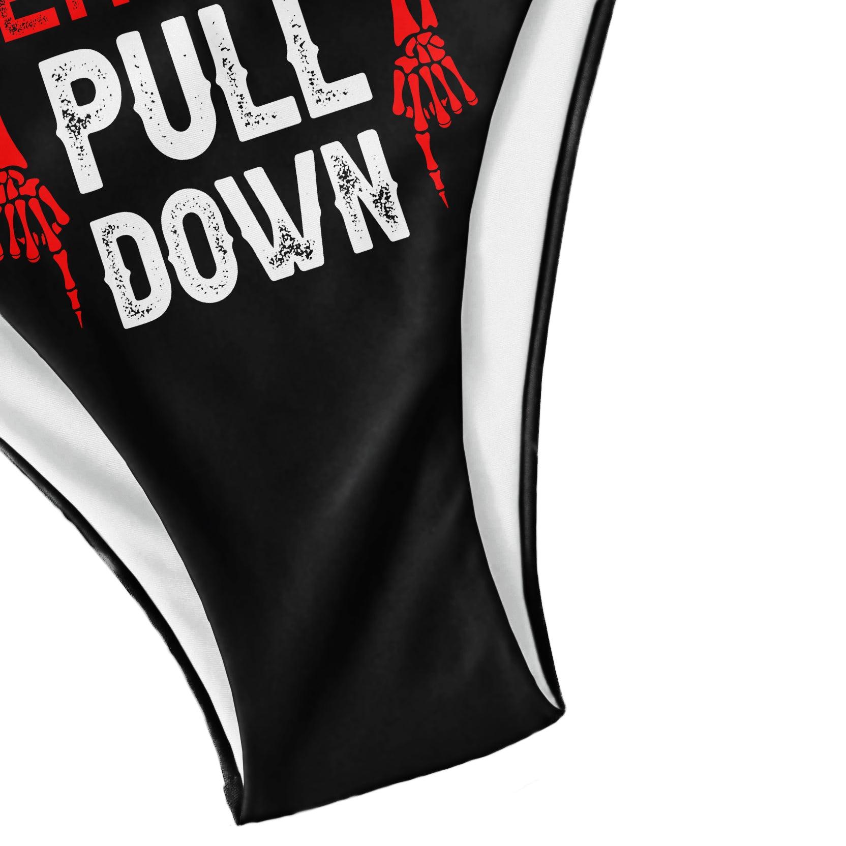 Funny Skull Pull Down Micro Triangle Bikini Swimsuit - Wonder Skull