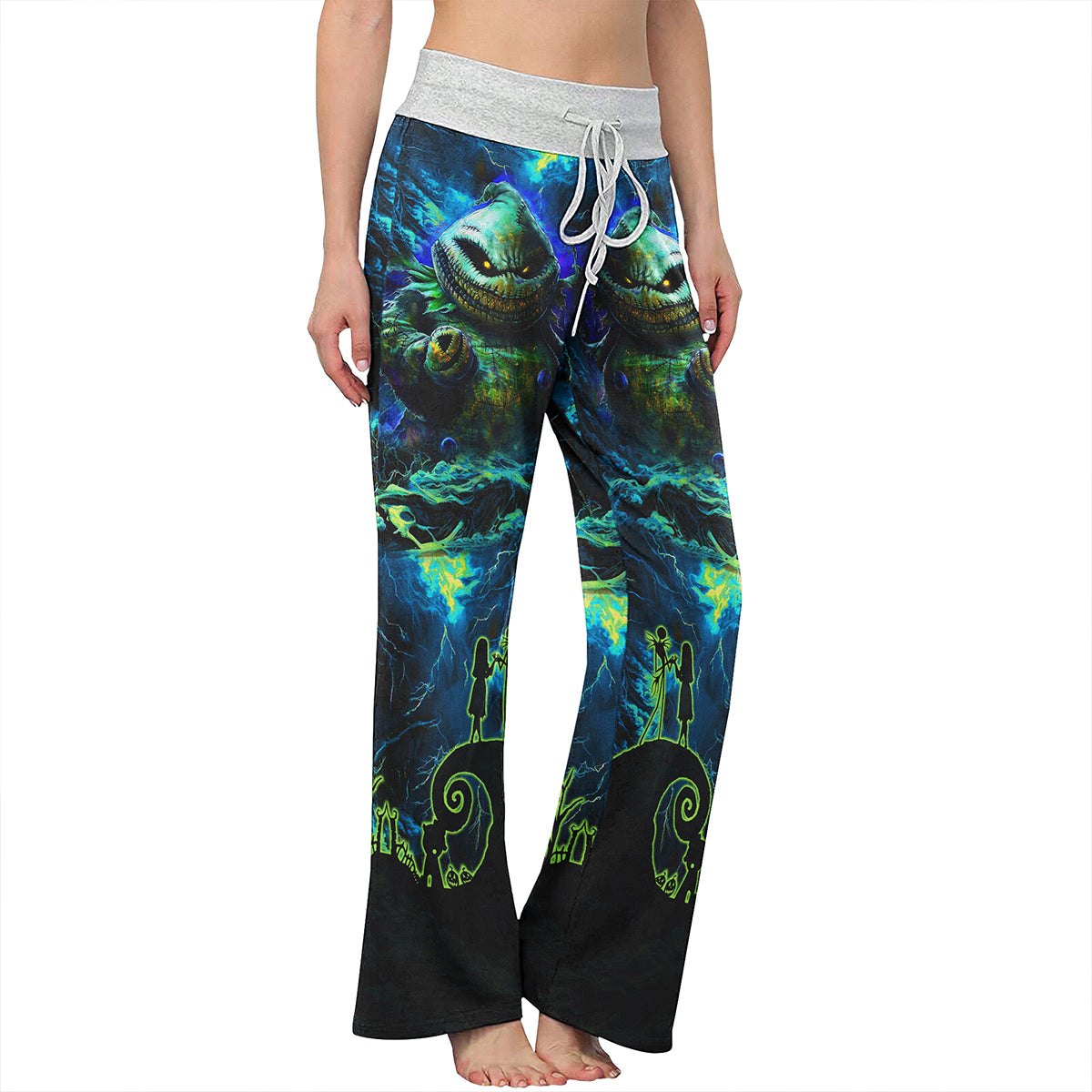 Nightmare Art Theme Women's High-waisted Wide Leg Pants | Wonder Skull