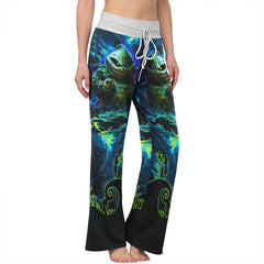 Nightmare Art Theme Women's High-waisted Wide Leg Pants | Wonder Skull