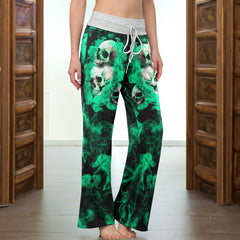 Green Soul Skull Women's High-waisted Wide Leg Pants