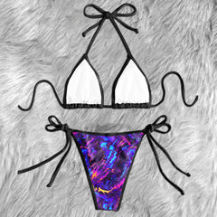 Gradiant Purple Blue Emo Skull Micro Triangle Bikini Swimsuit - Wonder Skull