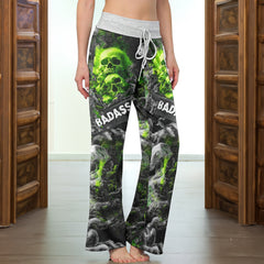 Skull Hell Smoke Women's High-waisted Wide Leg Pants