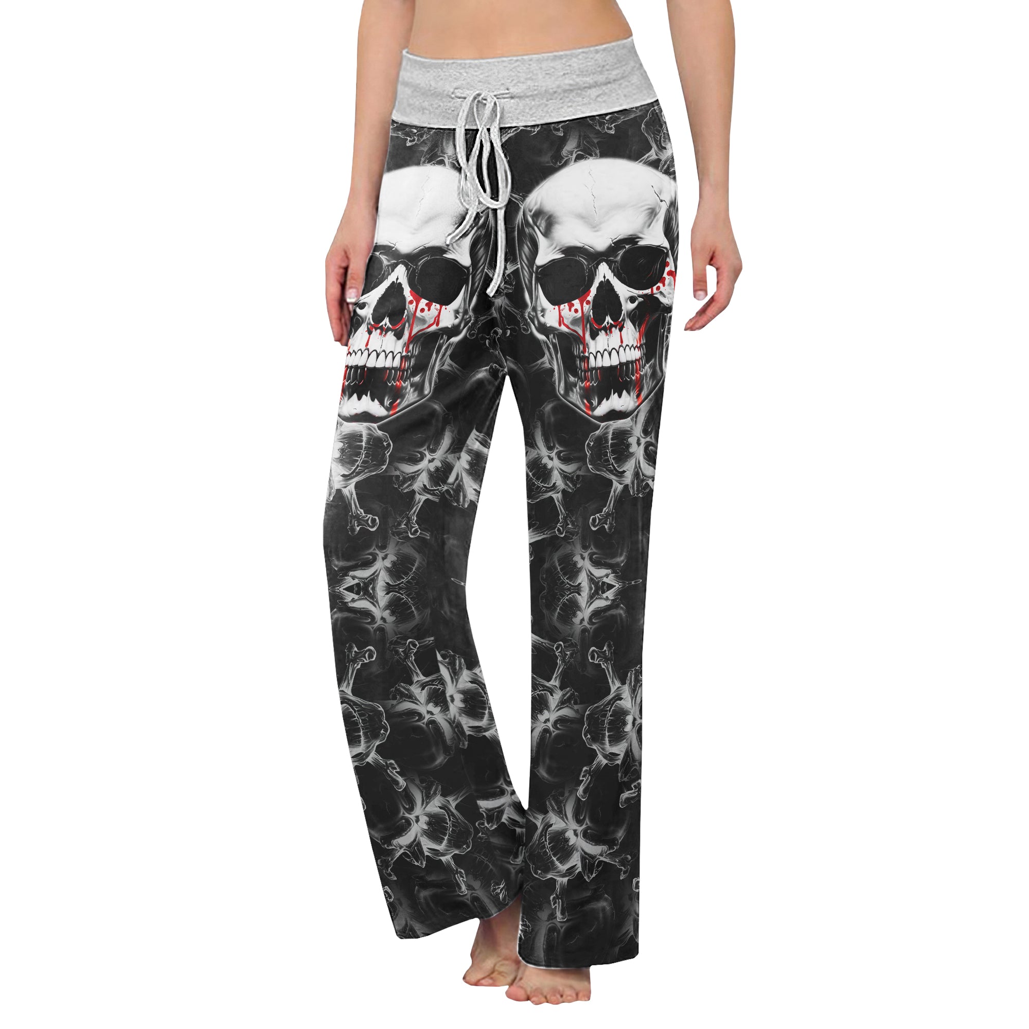 Skull Silver Blood Abstract Women's High-waisted Wide Leg Pants | Wonder Skull