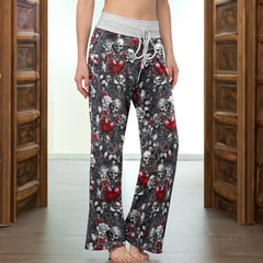Skull Royal Pattern Women's High-waisted Wide Leg Pants