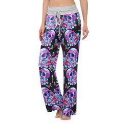 Skull Crystal Butterfly Women's High-waisted Wide Leg Pants | Wonder Skull