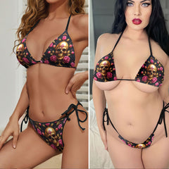 Golden Ace Skull & Royal Micro Triangle Bikini Swimsuit