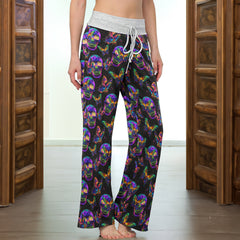 Abstract Skull Butterfly Women's High-waisted Wide Leg Pants