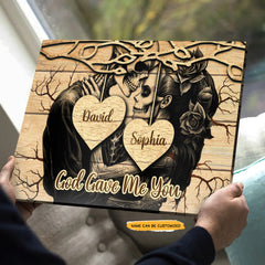 God Gave Me You - Custom Personalized Names Gothic Skull And Roses Canvas