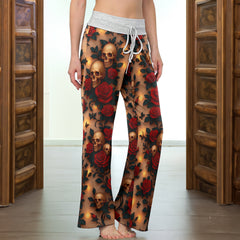 Skull Garden Obsession Women's High-waisted Wide Leg Pants